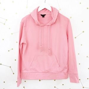 J Crew • Pink Garment Dyed Tasseled Hooded Sweatshirt